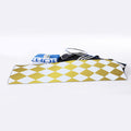 White And Gold Harlequin Pattern Print Sports Towel
