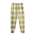 White And Gold Harlequin Pattern Print Sweatpants