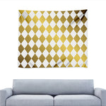 White And Gold Harlequin Pattern Print Tapestry