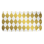 White And Gold Harlequin Pattern Print Towel