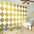 White And Gold Harlequin Pattern Print Wall Sticker