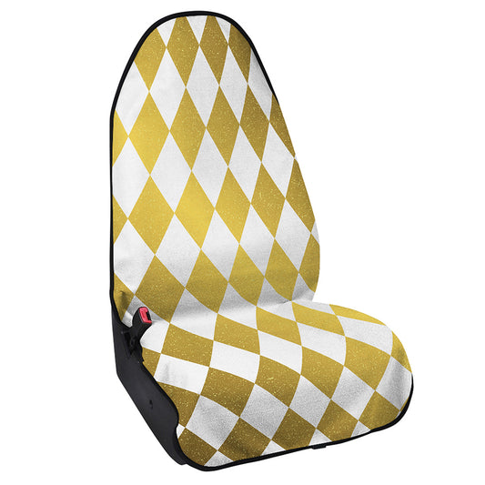 White And Gold Harlequin Pattern Print Waterproof Car Seat Cover