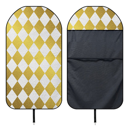 White And Gold Harlequin Pattern Print Waterproof Car Seat Cover