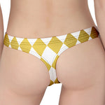 White And Gold Harlequin Pattern Print Women's Thong