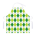 White And Green Argyle Pattern Print Adjustable Apron