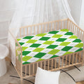 White And Green Argyle Pattern Print Baby Crib Sheet