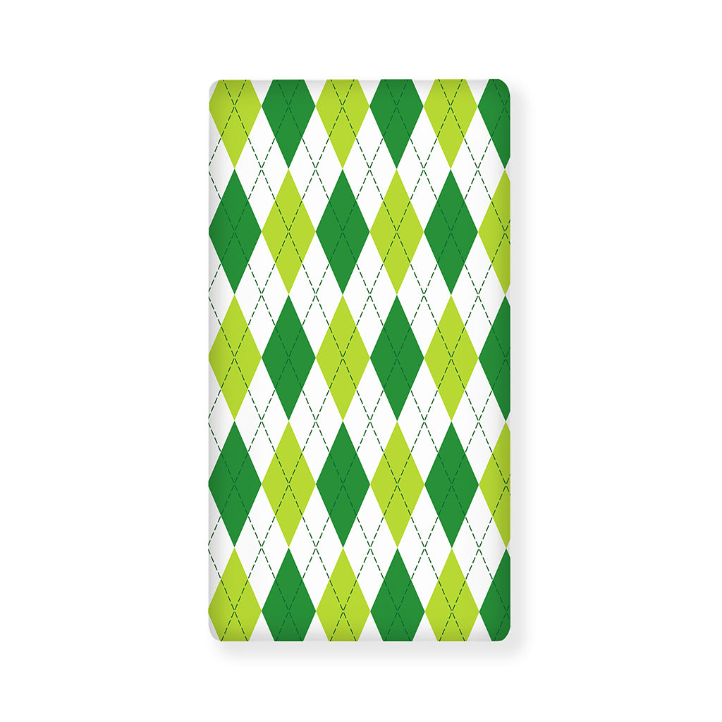 White And Green Argyle Pattern Print Baby Crib Sheet
