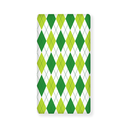 White And Green Argyle Pattern Print Baby Crib Sheet