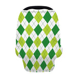 White And Green Argyle Pattern Print Baby Seat Cover