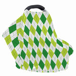White And Green Argyle Pattern Print Baby Seat Cover