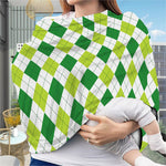 White And Green Argyle Pattern Print Baby Seat Cover