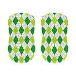 White And Green Argyle Pattern Print Bar Stool Covers