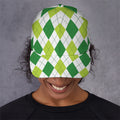 White And Green Argyle Pattern Print Baseball Cap