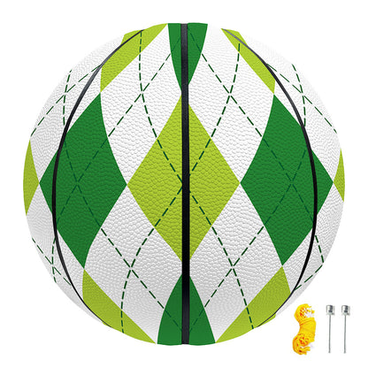 White And Green Argyle Pattern Print Basketball