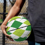 White And Green Argyle Pattern Print Basketball