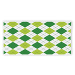 White And Green Argyle Pattern Print Beach Towel