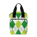 White And Green Argyle Pattern Print Bible Tote Bag