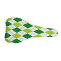 White And Green Argyle Pattern Print Bicycle Seat Cover