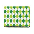 White And Green Argyle Pattern Print Bifold Wallet