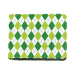 White And Green Argyle Pattern Print Bifold Wallet
