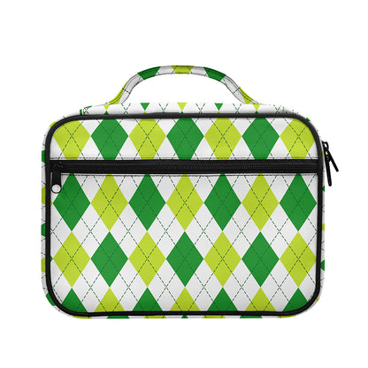 White And Green Argyle Pattern Print Briefcase Bible Bag