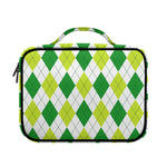 White And Green Argyle Pattern Print Briefcase Bible Bag