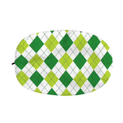 White And Green Argyle Pattern Print Car Side Mirror Covers