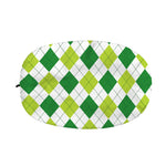 White And Green Argyle Pattern Print Car Side Mirror Covers