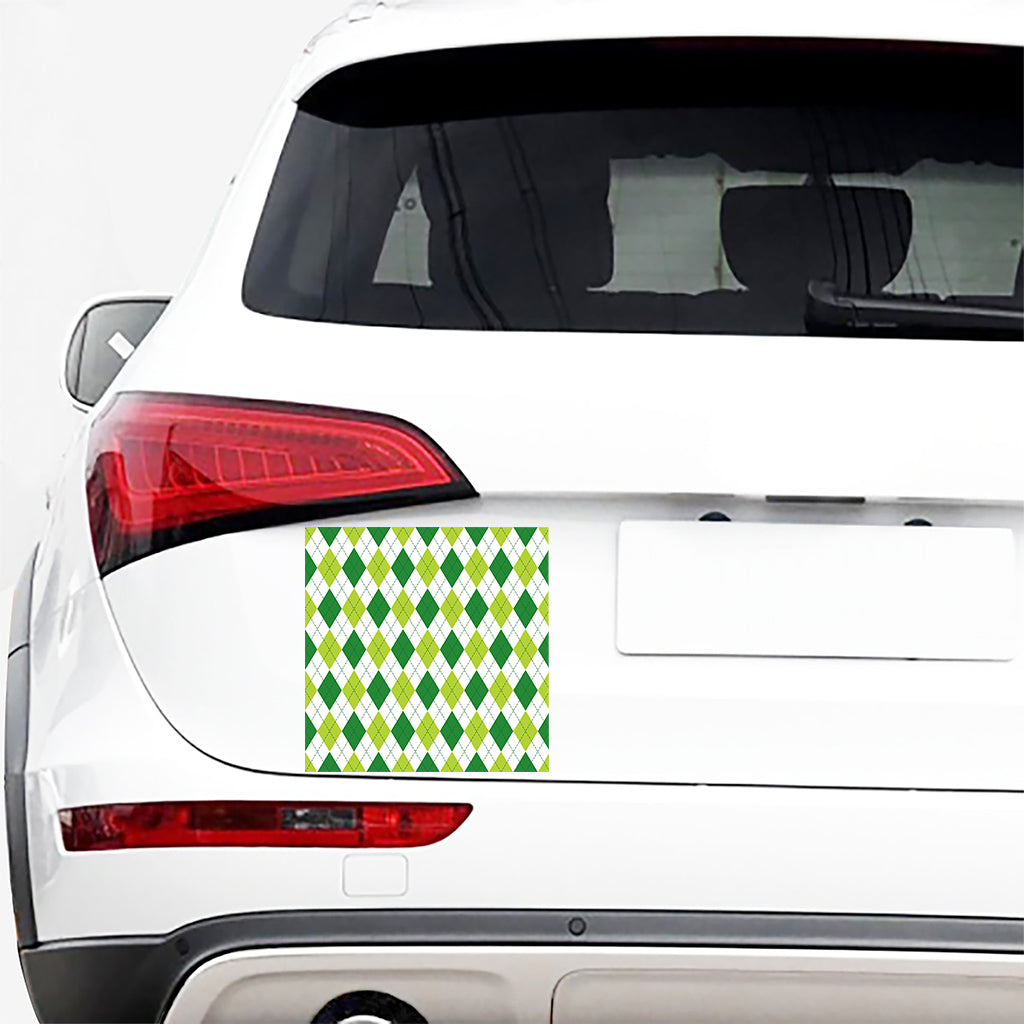 White And Green Argyle Pattern Print Car Sticker