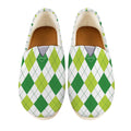 White And Green Argyle Pattern Print Casual Shoes