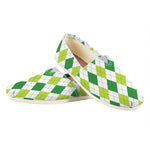 White And Green Argyle Pattern Print Casual Shoes