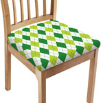 White And Green Argyle Pattern Print Chair Cushion Cover