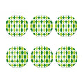White And Green Argyle Pattern Print Coaster Set