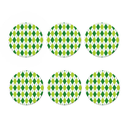 White And Green Argyle Pattern Print Coaster Set
