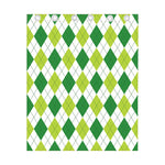 White And Green Argyle Pattern Print Curtain