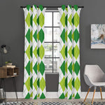 White And Green Argyle Pattern Print Curtain