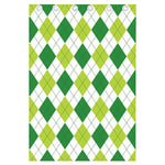 White And Green Argyle Pattern Print Curtain