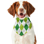 White And Green Argyle Pattern Print Dog Bandana