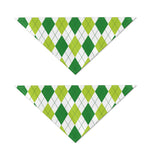 White And Green Argyle Pattern Print Dog Bandana