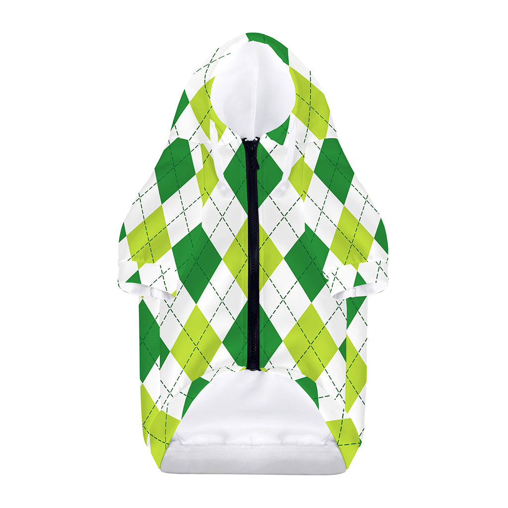 White And Green Argyle Pattern Print Dog Zip Up Hoodie