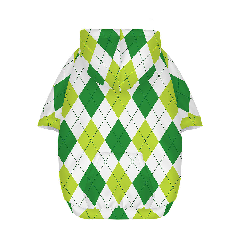 White And Green Argyle Pattern Print Dog Zip Up Hoodie