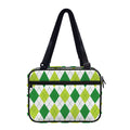 White And Green Argyle Pattern Print Double Strap Bible Bag
