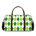 White And Green Argyle Pattern Print Duffel Bag