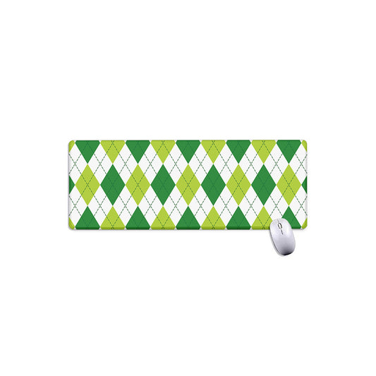 White And Green Argyle Pattern Print Extended Mouse Pad