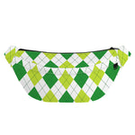 White And Green Argyle Pattern Print Fanny Pack