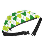 White And Green Argyle Pattern Print Fanny Pack