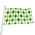 White And Green Argyle Pattern Print Flag