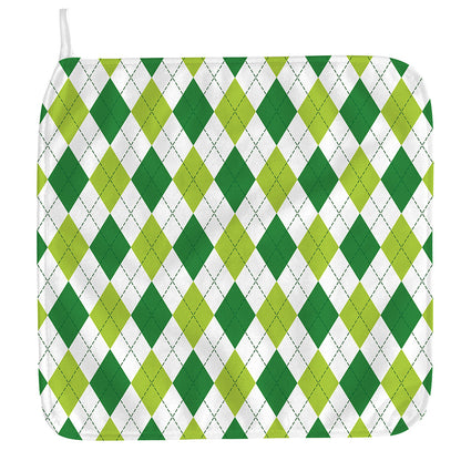 White And Green Argyle Pattern Print Hand Towel