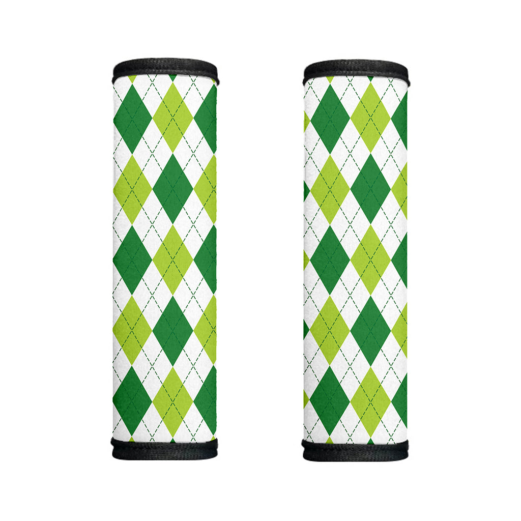 White And Green Argyle Pattern Print Handle Covers