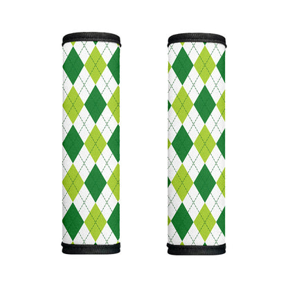 White And Green Argyle Pattern Print Handle Covers